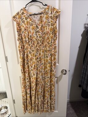 Sonoma Yellow Floral Maxi Dress